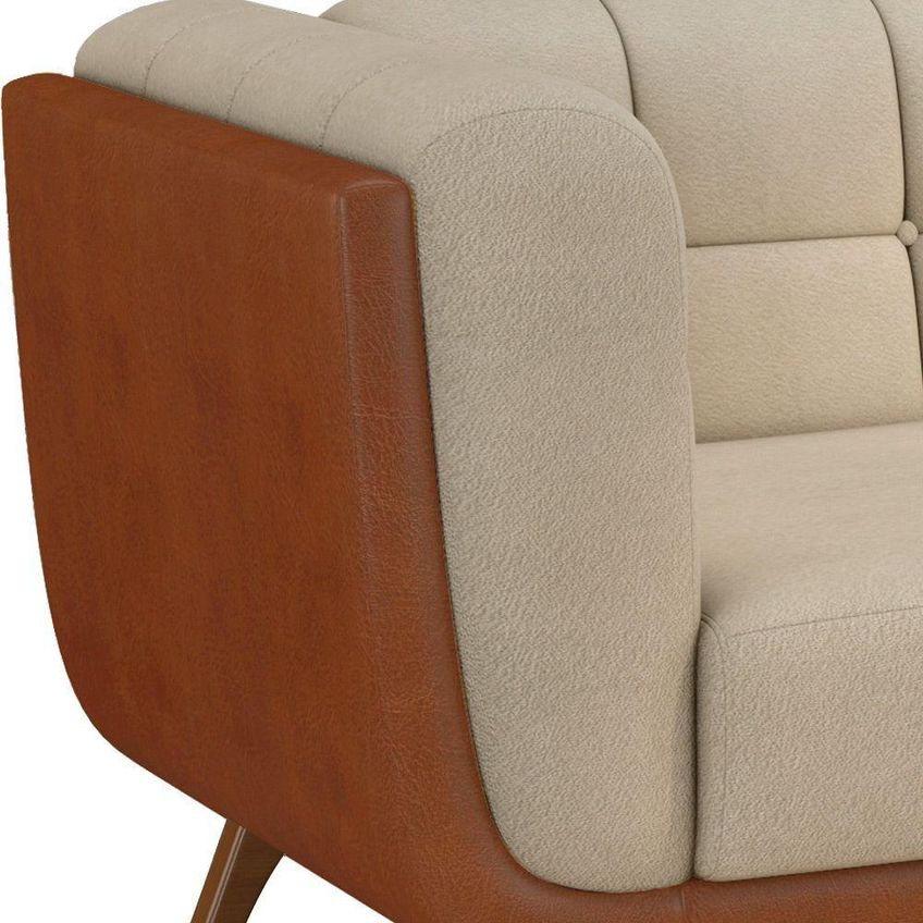 Sofá Coin 3 Lugares Fixo 240cm Caramelo E Off White Sallar Home - imagem 4