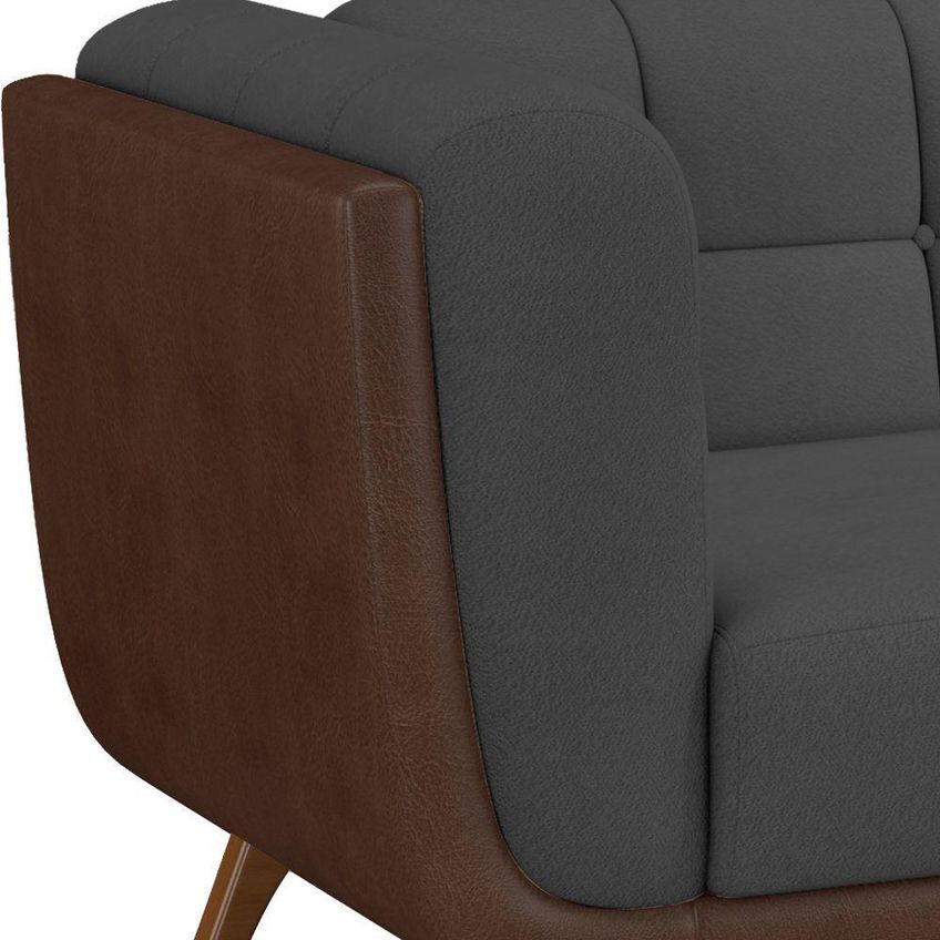 Sofá Coin 2 Lugares 180cm Marrom Com Courino E Veludo Sallar Home - imagem 2