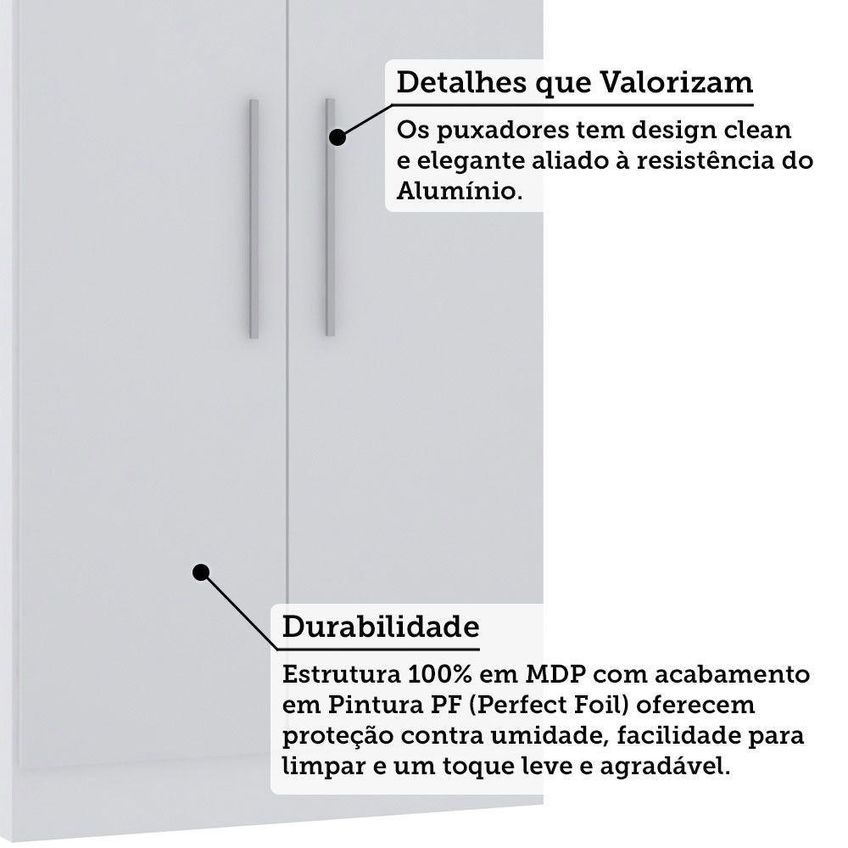 Guarda Roupa Modulado Alpes 2 Portas De Bater MDP Branco PF Luciane Móveis 79cm - imagem 3