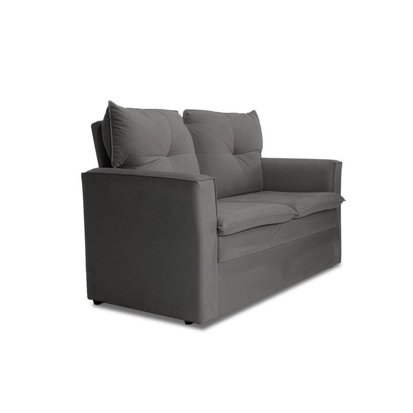 Sofá Mobi 2 Lugares Fixo 150cm Cinza Suede Herrero Para Ambientes Compactos - imagem 3
