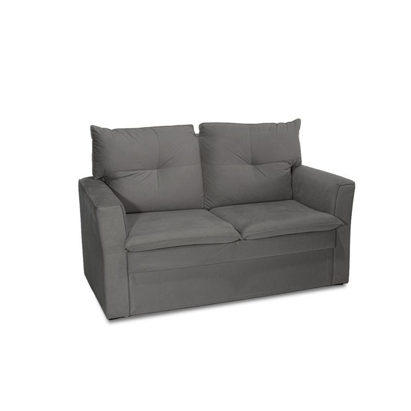 Sofá Mobi 2 Lugares Fixo 150cm Cinza Suede Herrero Para Ambientes Compactos - imagem 5