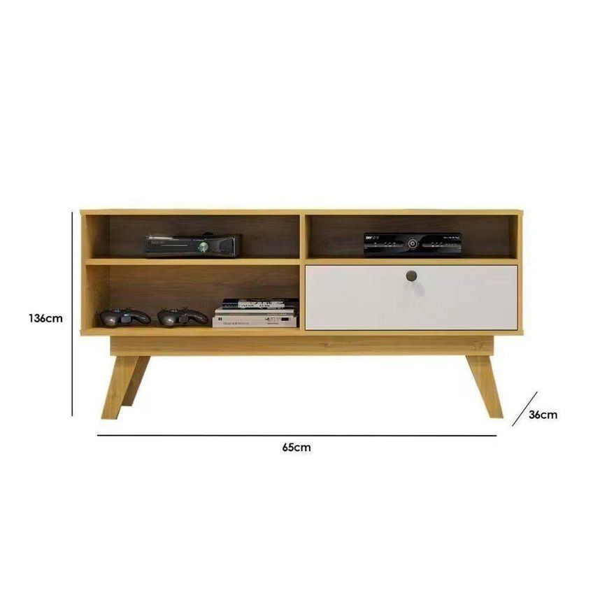 Rack Com Gaveta Para TV 55" 136cm MDP Basculante Off White Houston - imagem 3