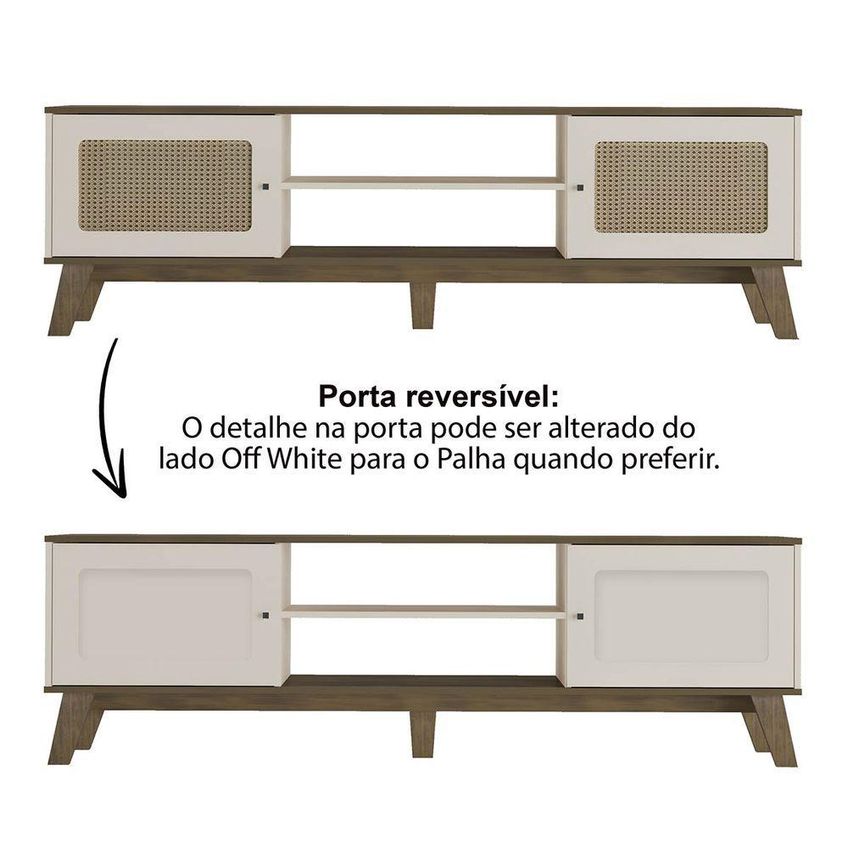 Conjunto Sala Rack E Buffet Charlotte Para TV Até 75" 180cm MDF-MDP Off White Artely - imagem 3