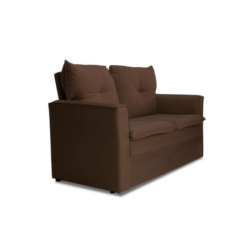 Sofá Mobi 2 Lugares Fixo 150cm Marrom Suede Moderno Estrutura MDF MDP Herrero - imagem 4