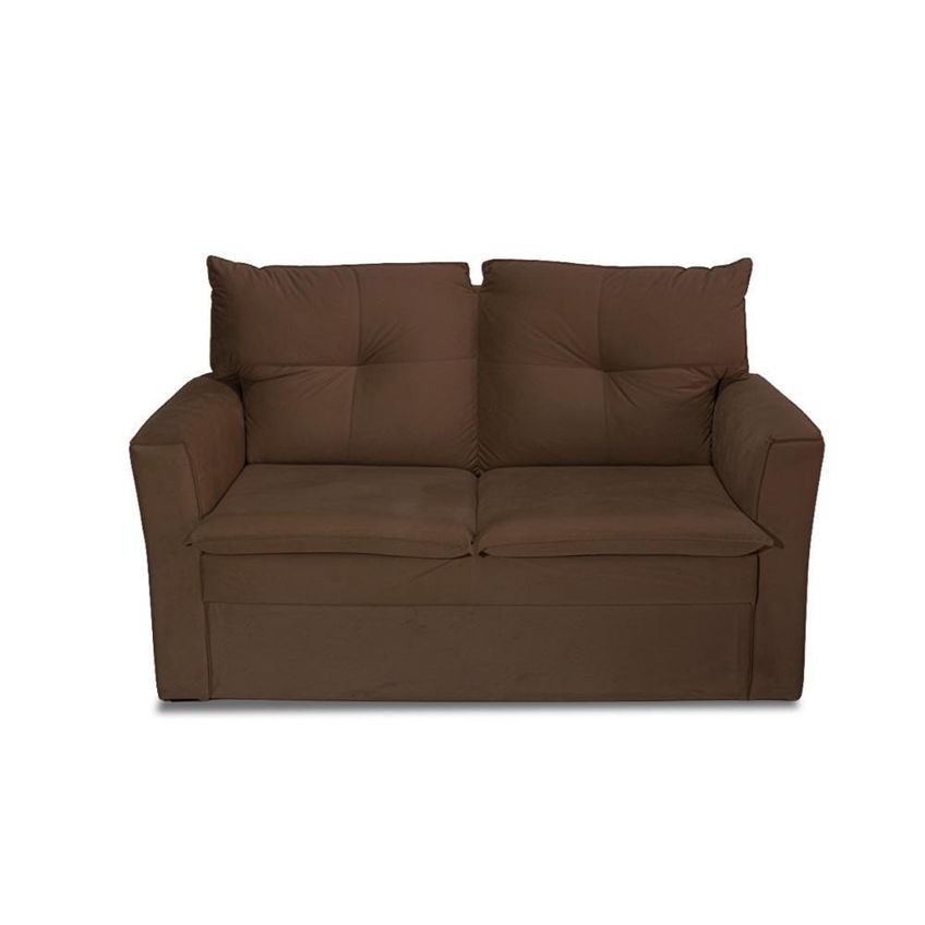 Sofá Mobi 2 Lugares Fixo 150cm Marrom Suede Moderno Estrutura MDF MDP Herrero - imagem 5