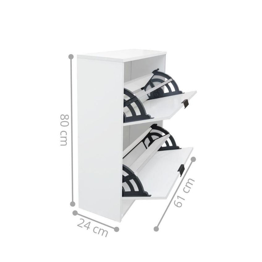 Sapateira Mercúrio II 2 Portas 2 Prateleiras 81cm MDP Branco - imagem 4