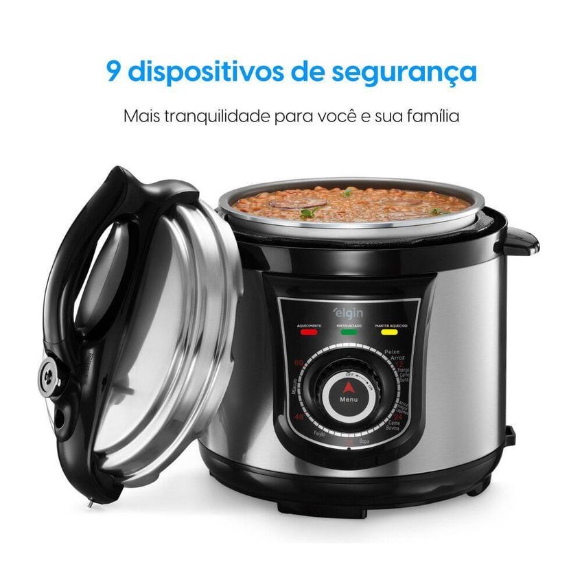 Panela De Pressão Elétrica Elgin Panela De Pressão Elétrica 10 Funções Timer Trava 840w 40l 840w 220v - imagem 3