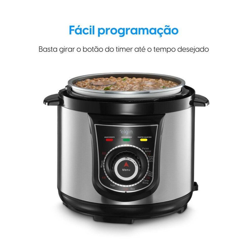 Panela De Pressão Elétrica Elgin Panela De Pressão Elétrica 10 Funções Timer Trava 840w 40l 840w 220v - imagem 4