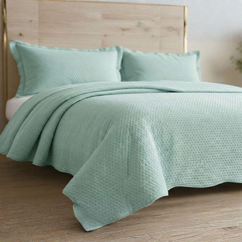 Kit Cobre Leito Realce King 100% Poliéster Macio Liso Verde Casa Scarpa - imagem 5