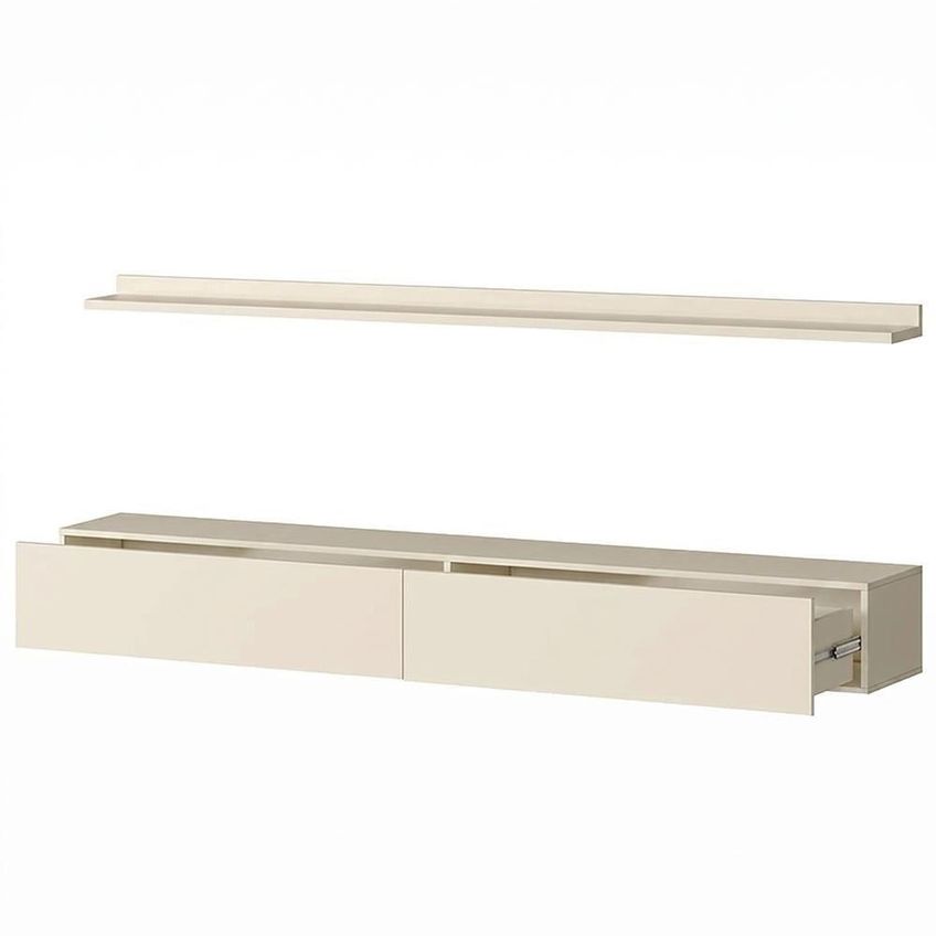 Bancada Suspensa E Prateleira Slat Z49 197cm Mdp Com Gavetas Off White Mpozenato - imagem 4