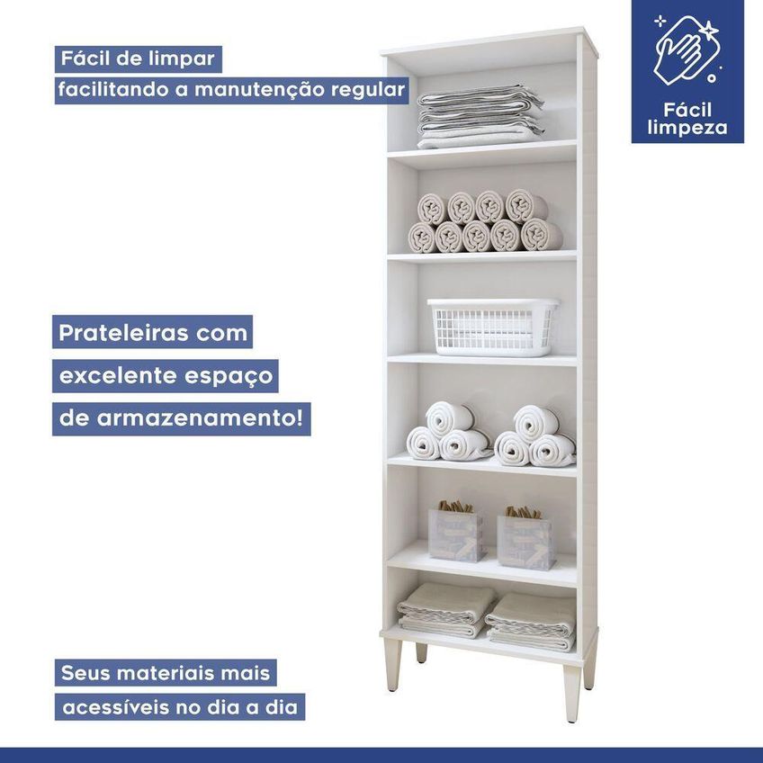 Armário Multiuso Aracaju Sem Porta 5 Prateleiras MDF MDP 60cm Branco - imagem 4