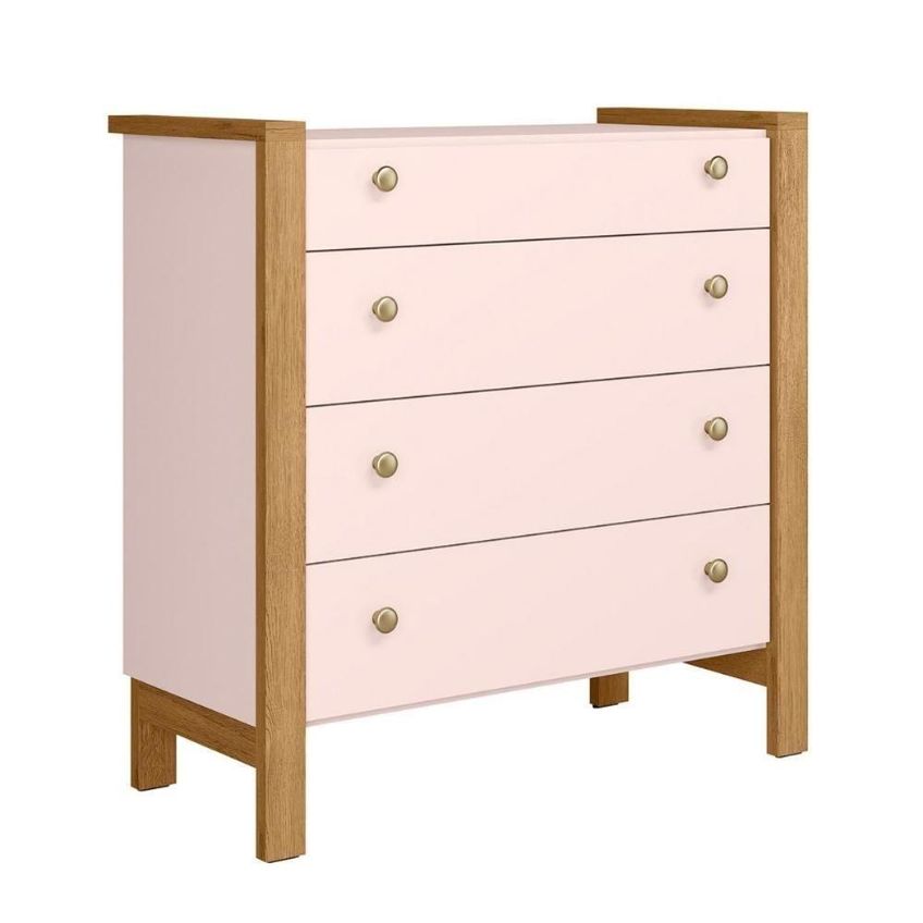 Cômoda Infantil Charlotte 4 Gavetas MDF-MDP Rosa Mais De Casa - imagem 3