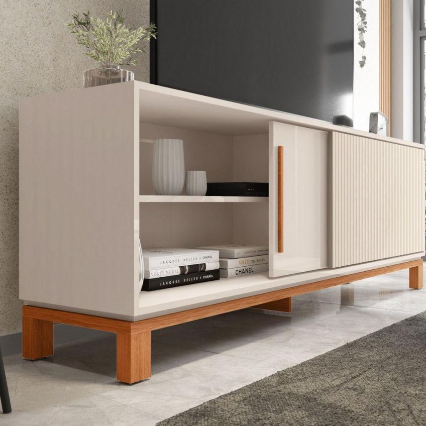 Rack Para TV Mondrian 65" 179,4cm MDF-MDP Fosco Off White Caemmun Móveis - imagem 3