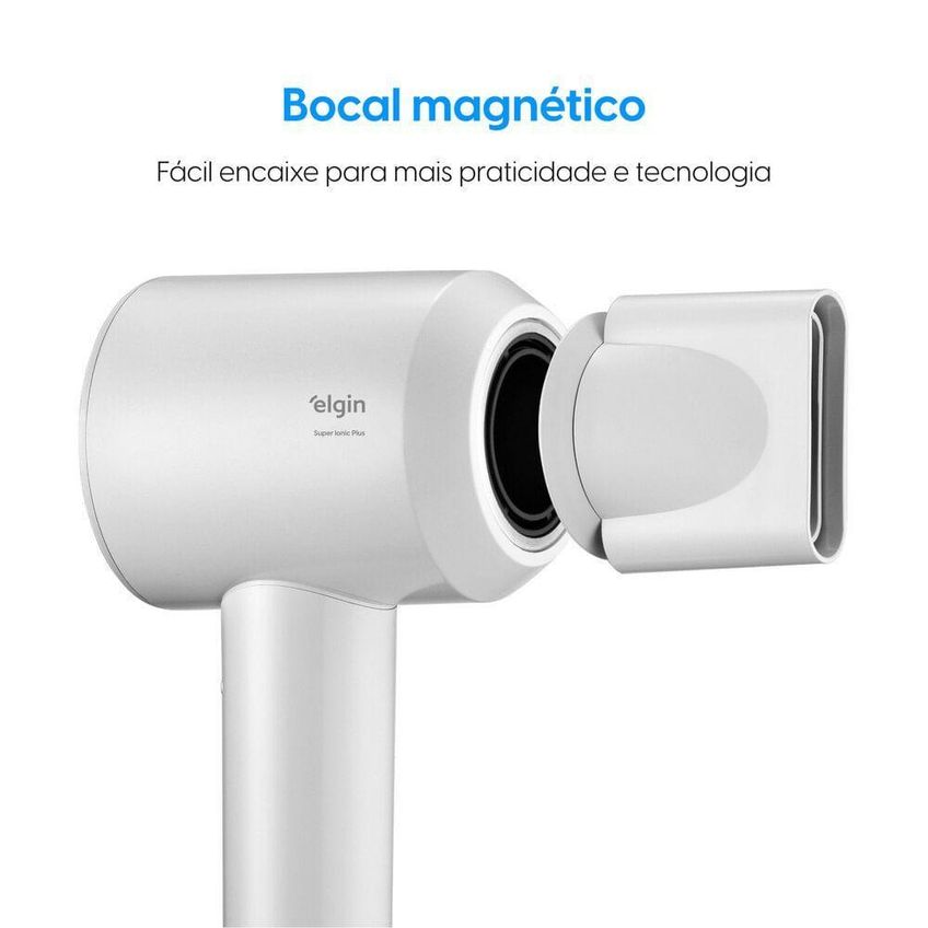 Secador De Cabelo Super Ionic Plus 1700w 3 Temperaturas Branco Elgin 110v - imagem 4