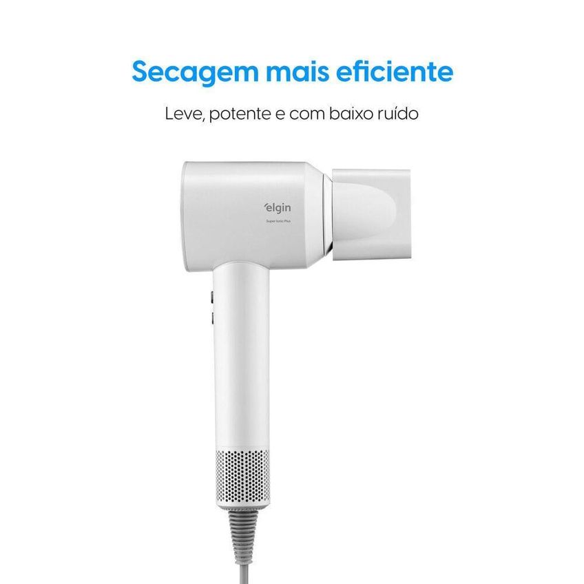Secador De Cabelo Super Ionic Plus 1700w 3 Temperaturas Branco Elgin 110v - imagem 5