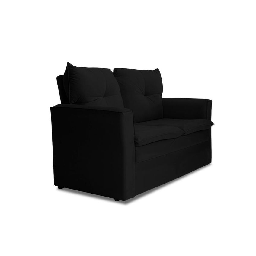 Sofá Mobi 2 Lugares Fixo 150cm Preto Suede Pequeno Para Sala Herrero - imagem 3