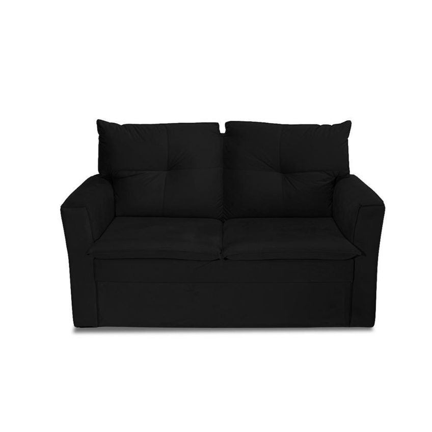 Sofá Mobi 2 Lugares Fixo 150cm Preto Suede Pequeno Para Sala Herrero - imagem 4