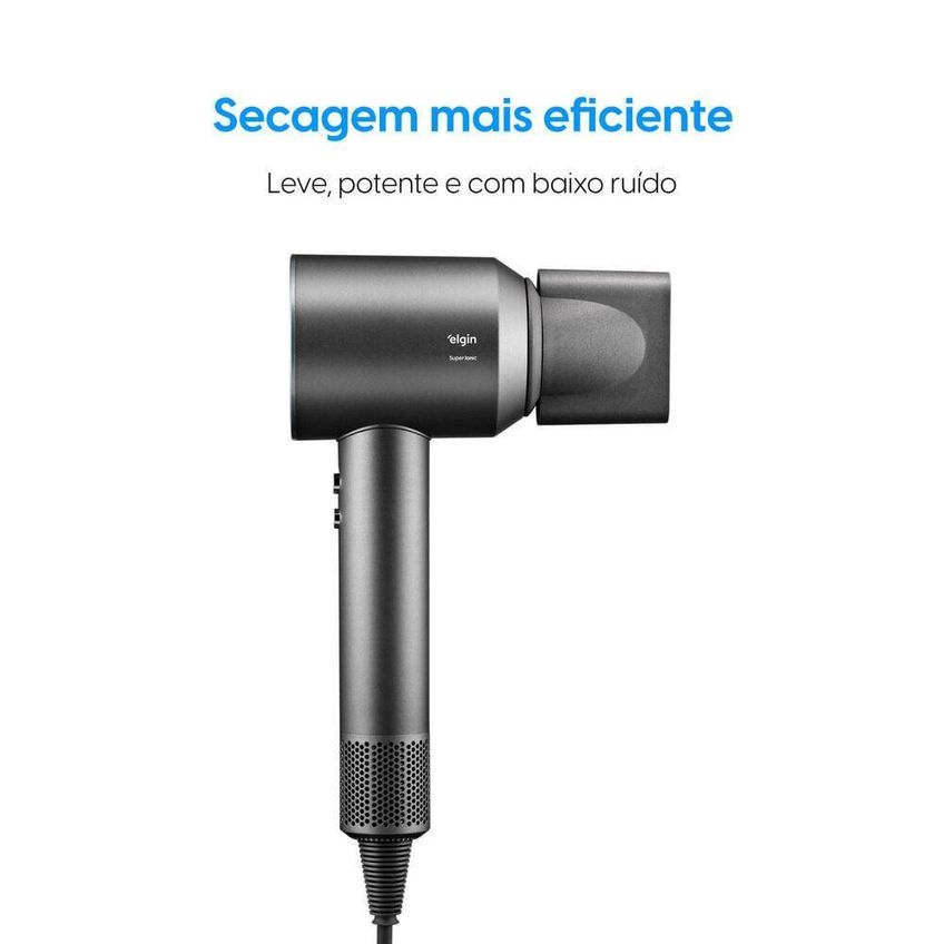 Secador De Cabelo Super Ionic 1800w 3 Temperaturas Cinza Elgin 220v - imagem 3