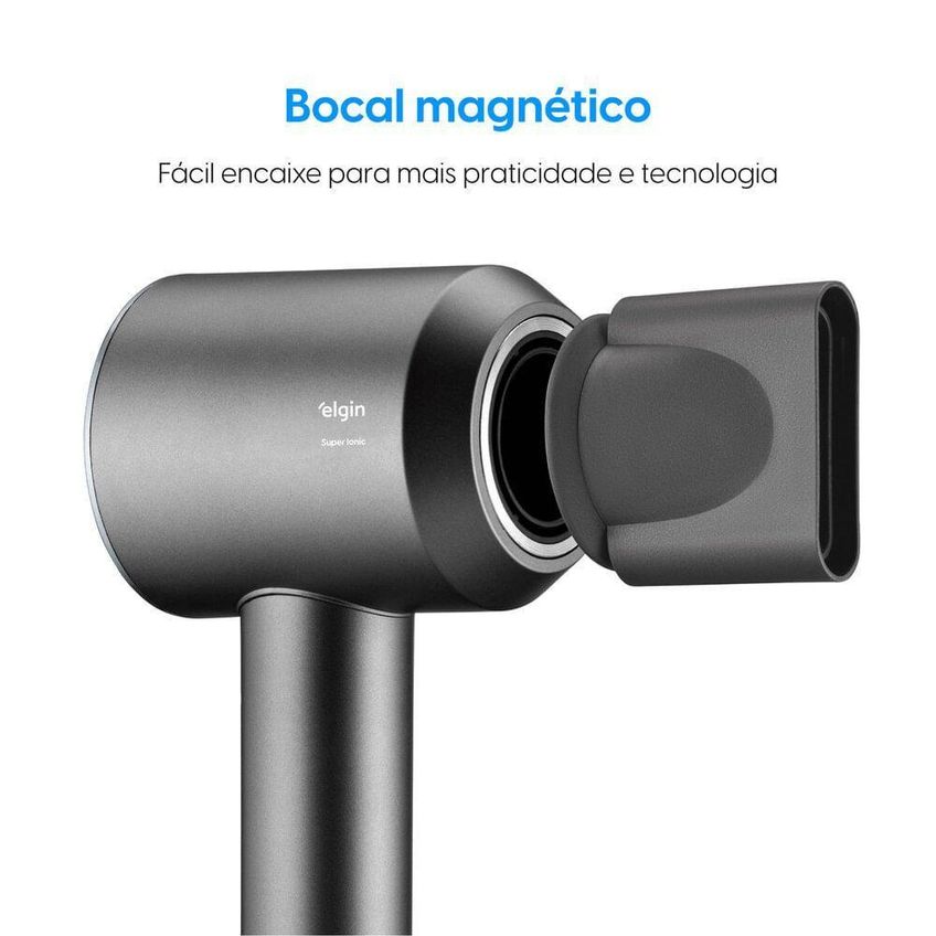 Secador De Cabelo Super Ionic 1800w 3 Temperaturas Cinza Elgin 220v - imagem 5