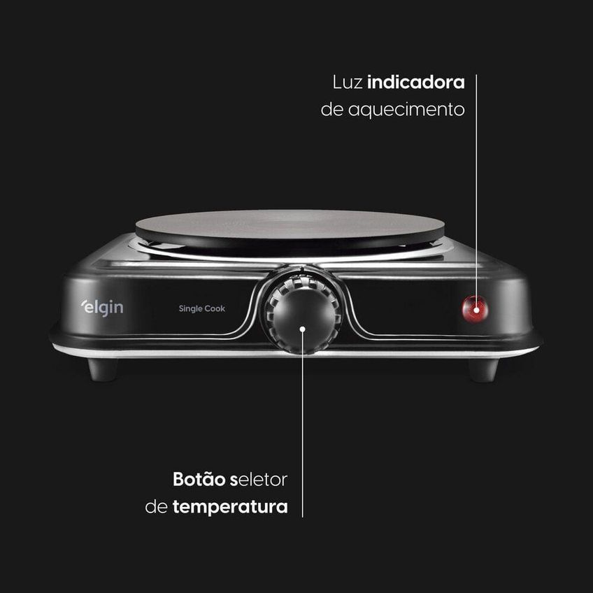 Fogão Elétrico Cooktop Elgin 1 Boca Vidro Temperado 5 Temperaturas Inox 220v - imagem 4
