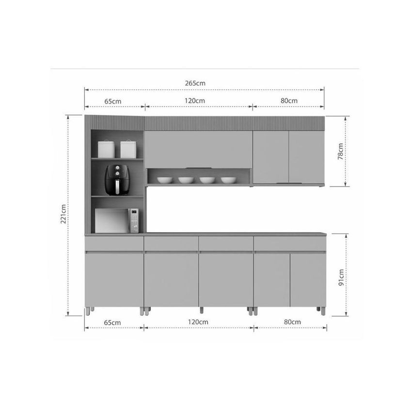Kit Cozinha Realeza 5 Modulos Mdf Amadeirado Carvalho Greice Nesher Moveis - imagem 3