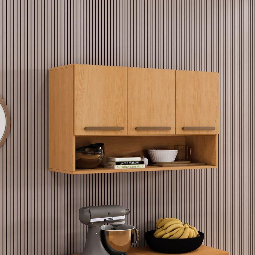 Armário Aéreo Plus 120cm 4 Portas MDP Bater Branco Arte Móveis - imagem 3
