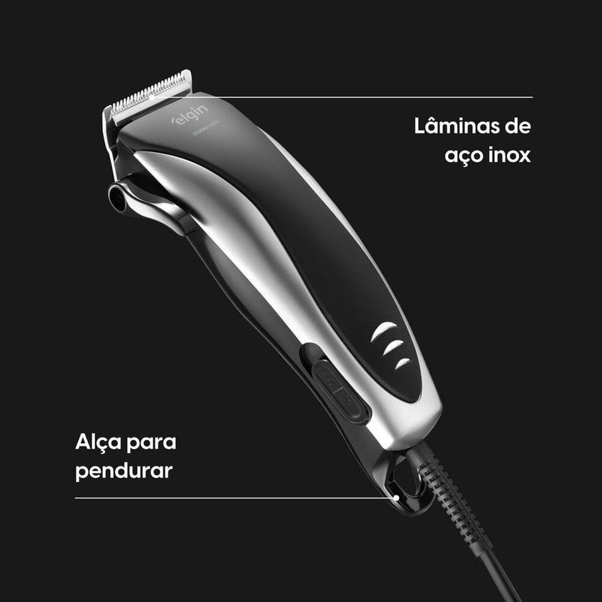 Máquina De Cortar Cabelo Elgin Studio Men 2 Em 1 E Barba Lâminas Aço Inox Preto 110v - imagem 3
