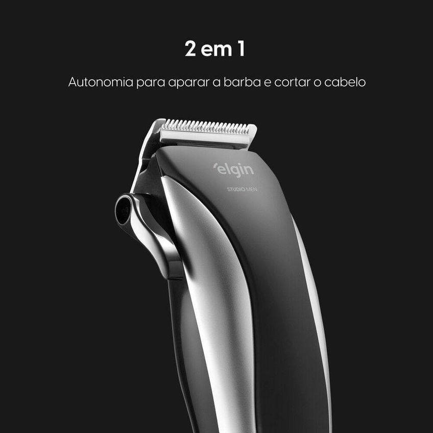 Máquina De Cortar Cabelo Elgin Studio Men 2 Em 1 E Barba Lâminas Aço Inox Preto 110v - imagem 4