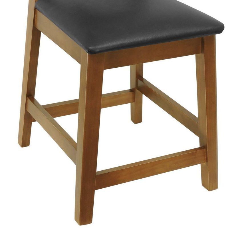 Banqueta Baixa-cadeira Paris Com Assento Estofado Madeira Maciça 39cm Amêndoa Corano Preto Decorise - imagem 4
