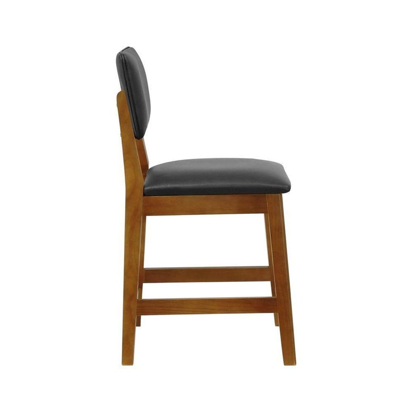 Banqueta Baixa-cadeira Paris Com Assento Estofado Madeira Maciça 39cm Amêndoa Corano Preto Decorise - imagem 5