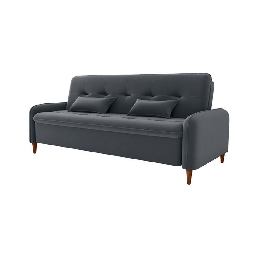 Sofá Cama Donna 3 Lugares Reclinável 206cm Cinza Veludo Estrutura Madeira Matrix - imagem 3
