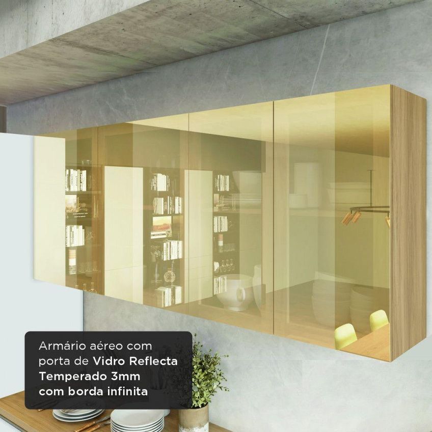 Cozinha 5 Peças Rainha 4 Portas 7 Gavetas MDF 270cm Branco Nature - imagem 4