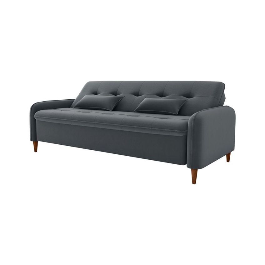 Sofá Cama Donna 3 Lugares Reclinável 206cm Cinza Veludo Estrutura Madeira Matrix - imagem 4