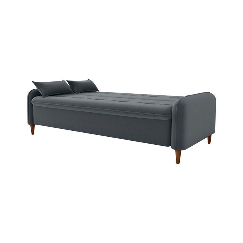 Sofá Cama Donna 3 Lugares Reclinável 206cm Cinza Veludo Estrutura Madeira Matrix - imagem 5
