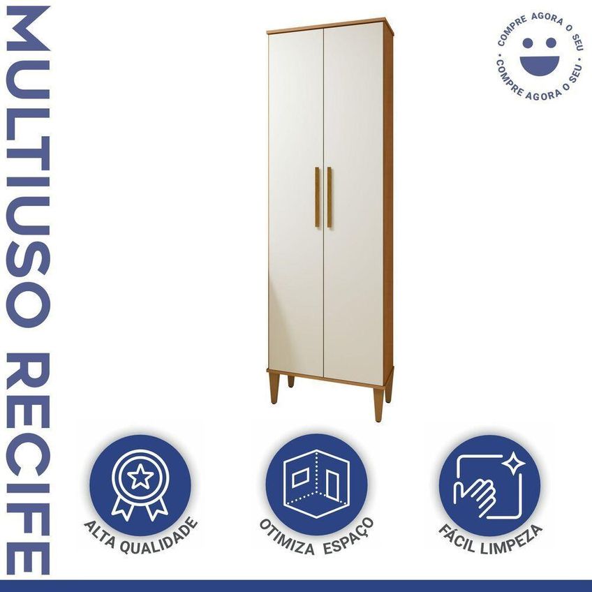 Armário Multiuso Recife 2 Portas 5 Prateleiras MDF-MDP 60cm Kaiki Móveis - imagem 4