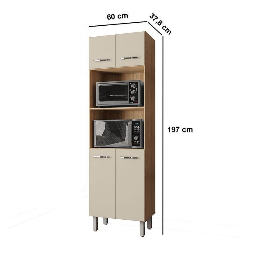 Paneleiro Alto Lara Savana 4 Portas Nicho Micro-ondas Mdp 60cm Off White - imagem 3