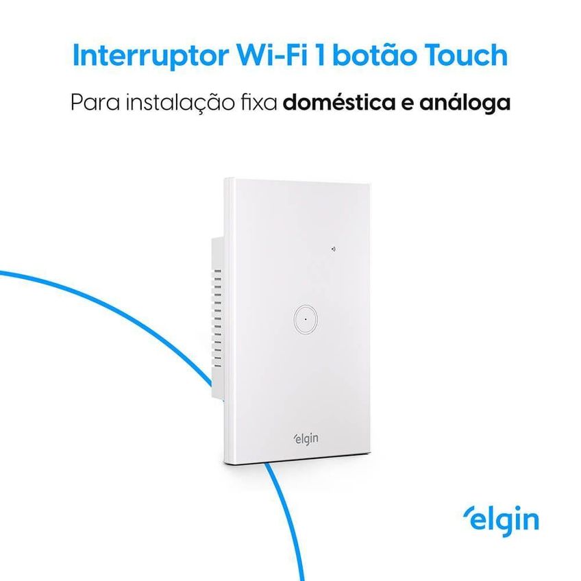 Interruptor Touch Smart 1 Botão Wi-Fi Controle Por Voz E Aplicativo Vidro Temperado Elgin - imagem 4