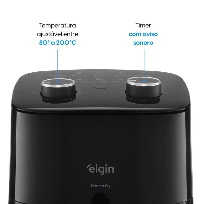 Fritadeira Sem Óleo Air Fryer Elgin Pratica Fry 3,7l 1400w Preto 220v - imagem 2