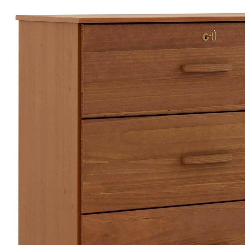 Cômoda Lone 4 Gavetas Madeira Maciça Puxador Metálico Castanho Mpozenato - imagem 4