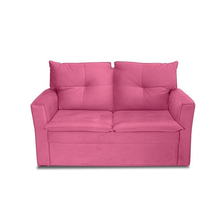 Sofá Mobi 2 Lugares Fixo 150cm Rosa Suede Conforto Para Sala Herrero - imagem 2