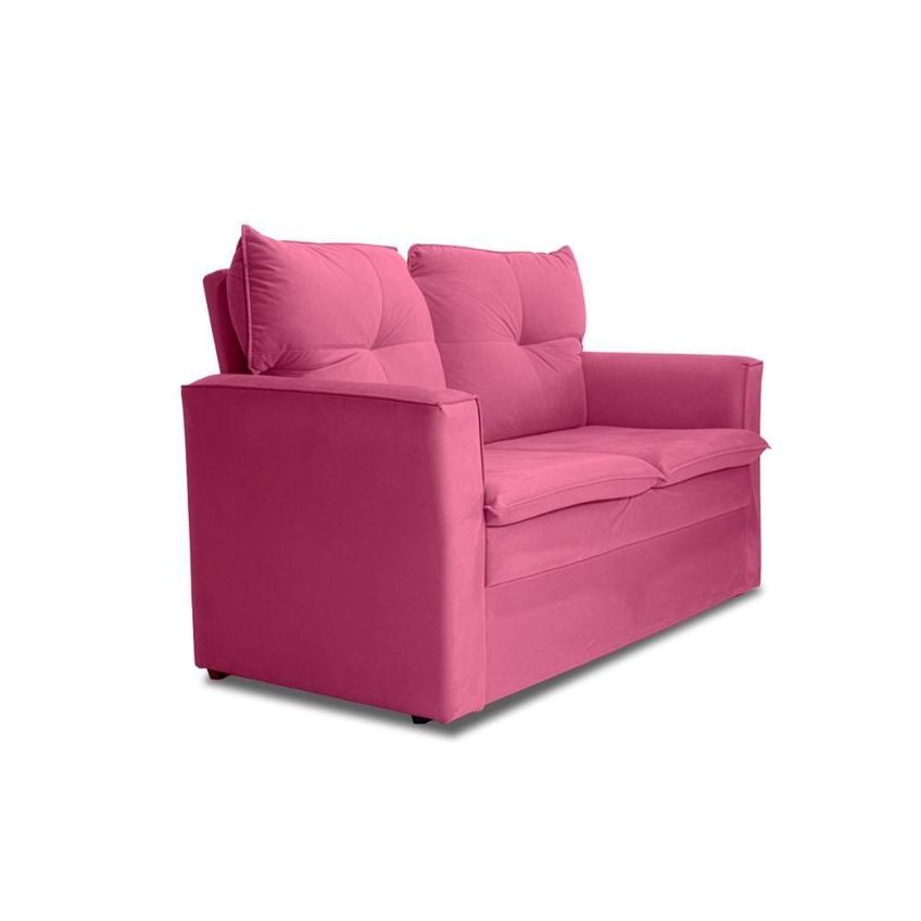Sofá Mobi 2 Lugares Fixo 150cm Rosa Suede Conforto Para Sala Herrero - imagem 3