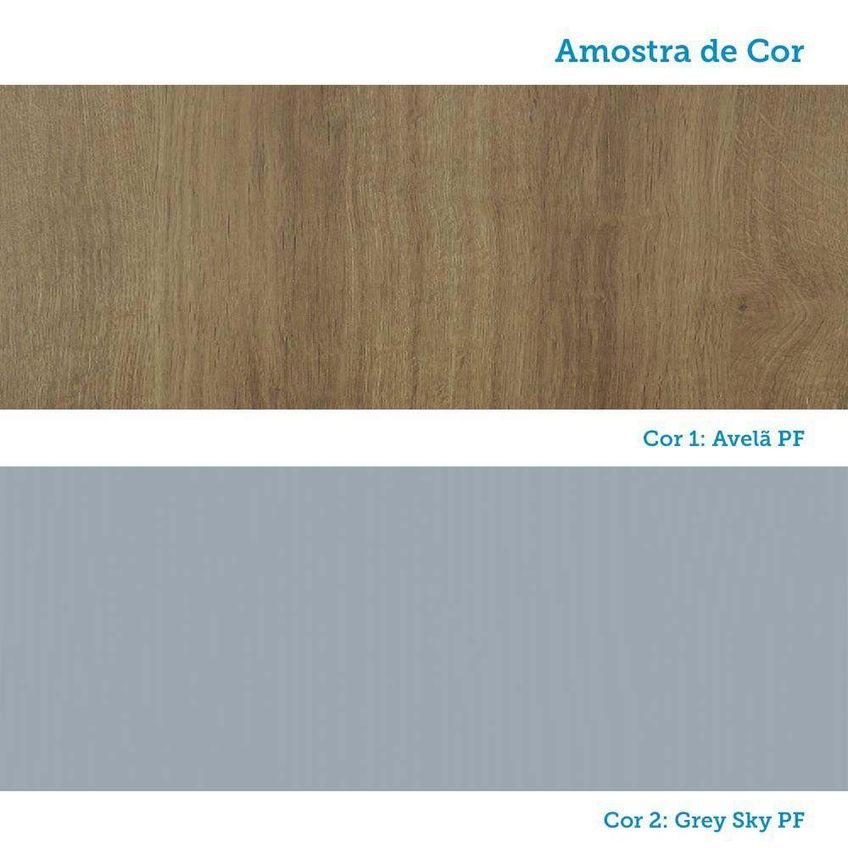 Guarda Roupa De Canto Paris 5 Portas De Bater 4 Gavetas Mdp Avelã Pf-grey Sky Pf Luciane Móveis - imagem 3