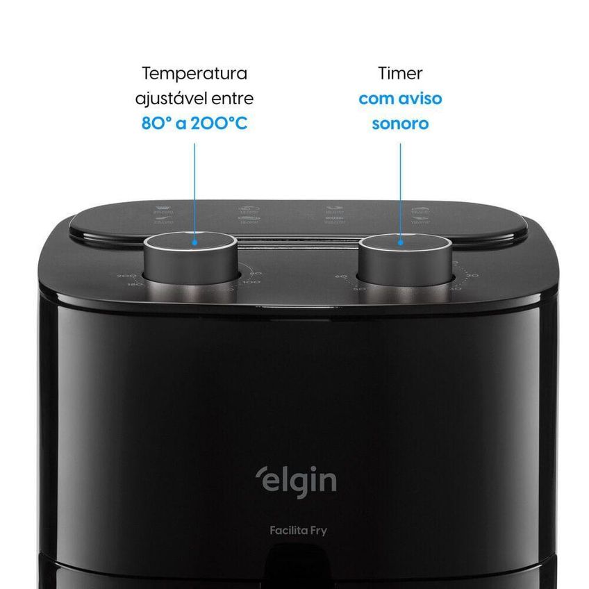 Fritadeira Sem Óleo Air Fryer Elgin Facilita Fry AFG35 3,5L 1400W Preto 220V - imagem 3