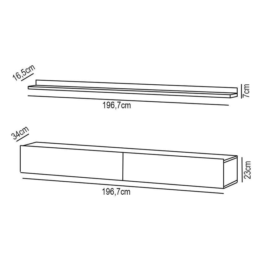 Bancada Suspensa E Prateleira Slat Z49 197cm Mdp Cinza Mpozenato - imagem 3