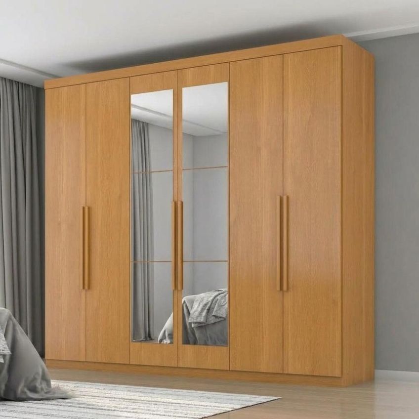 Guarda Roupa Casal 6 Portas Com Espelho Eviden 230 Cm Zanz Cinamomo - imagem 5
