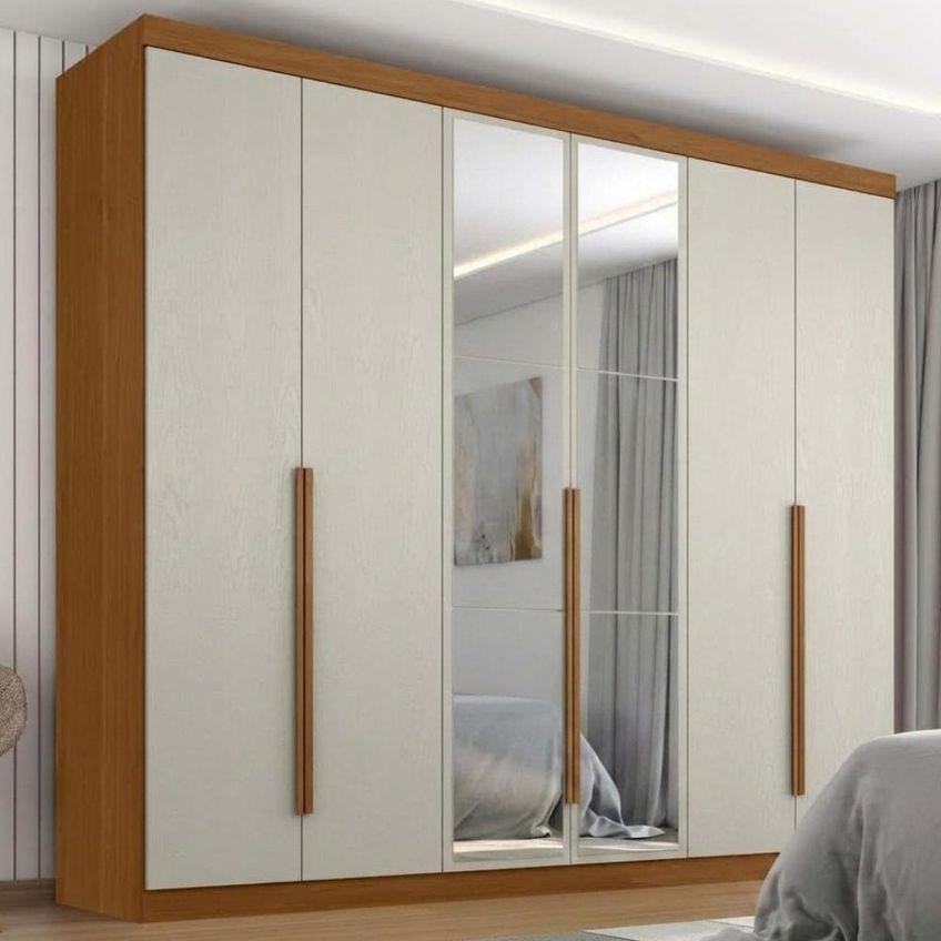 Guarda Roupa Casal 6 Portas Com Espelho Monumento 272 Cm Cinamomo Areia Zanz - imagem 2