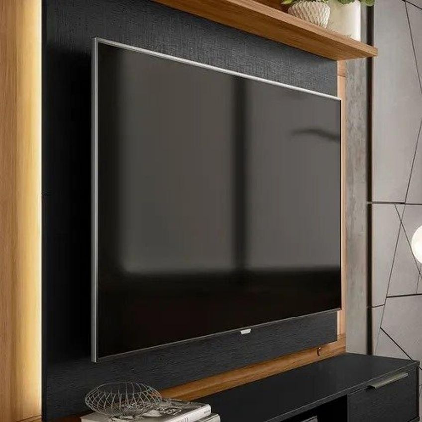 Painel De TV NT 1280 58" 161cm MDF Com LED Amadeirado Toalhas NT - imagem 3