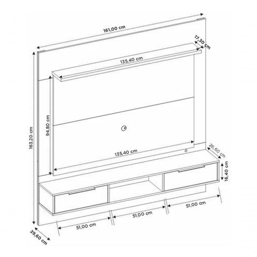 Painel De TV NT 1280 58" 161cm MDF Com LED Amadeirado Toalhas NT - imagem 4
