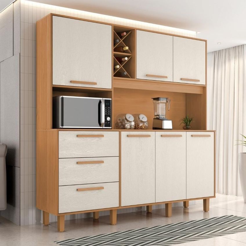Kit Cozinha Mari 6 Portas 3 Gavetas MDP Cinamomo Areia Milani Moveleira - imagem 3