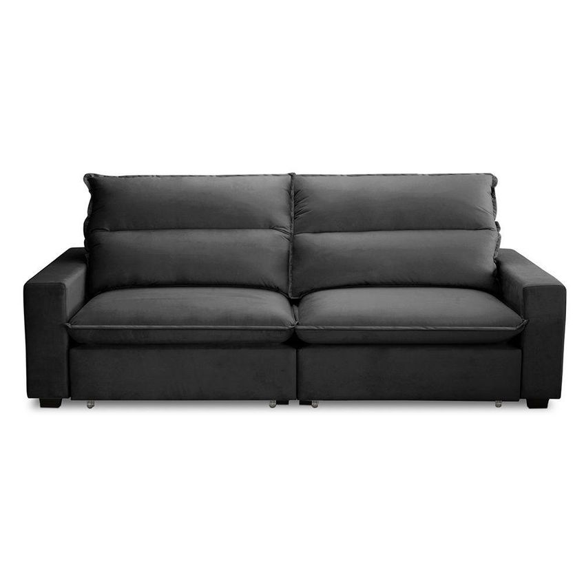 Sofá Com Chaise Andreza 2 Lugares Retrátil E Reclinável 240cm Grafite Lansof Brasil - imagem 3